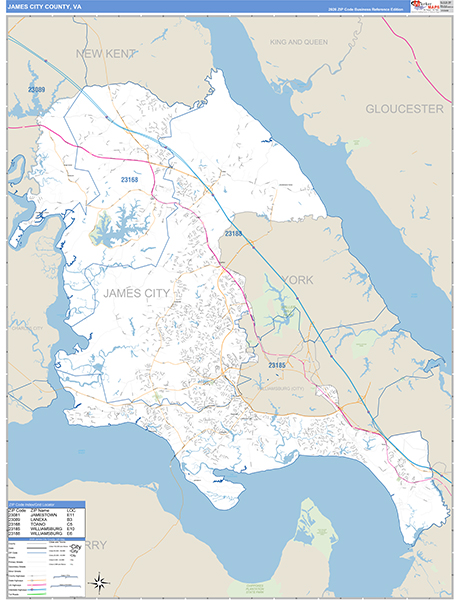 James City County, VA Zip Code Map